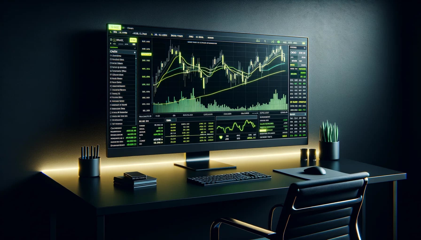 Pantalla de trading mostrando depth of market (DOM) y time and sales para análisis de order flow en tiempo real