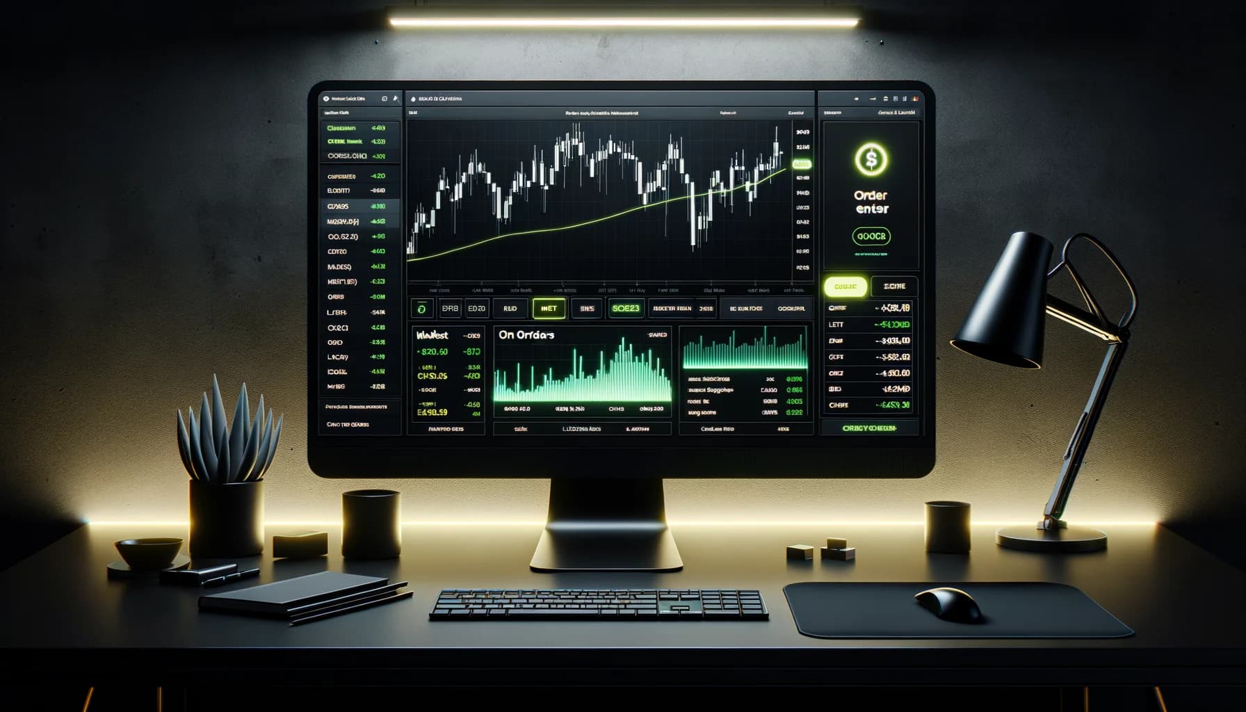 Ilustración de diferentes tipos de órdenes de trading mostrando market orders, limit orders y stop orders en una plataforma de trading